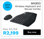 Logitech wireless keyboard & mouse combo mk850
