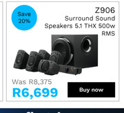 First Shop Logitech z906 surround sound speakers 5.1 thx 500w rms offer