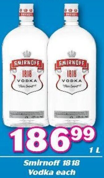 Cambridge Liquor Smirnoff 1818 Vodka 1L offer