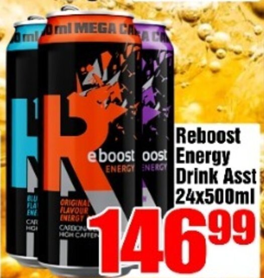 Reboost Energy Drink Asst 24 x 500ml offer at Three Star Cash and Carry