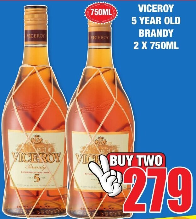 Viceroy 5 Year Old Brandy 2 x 750ml offer at Boxer Liquors