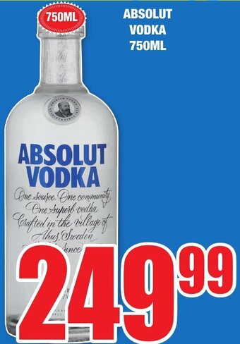 Boxer Liquors Absolut Vodka 750ml offer