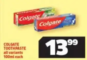 Usave Colgate Toothpaste all variants 100ml each offer