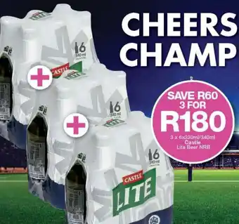 Castle Lite Beer NRB 3 x 6 x 330ml/340ml