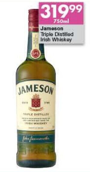 President Liquor Jameson Triple Distilled Irish Whiskey 750ml offer