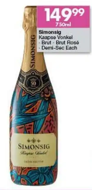 Simonsig Kaapse Vonkel -Brut -Brut Rosé -Demi Sec 750ml each