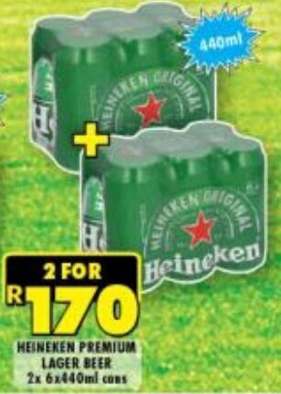 Shoprite Liquor Heineken Premium Lager Beer 2 x 6 x 440ml offer
