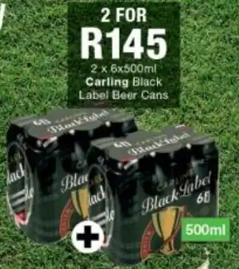 Checkers Liquor Shop Carling Black Label Beer cans 2 x 6 x 500ml offer