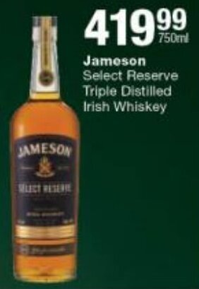 Checkers Liquor Shop Jameson Select Reserve Irish Whisky 750ml offer