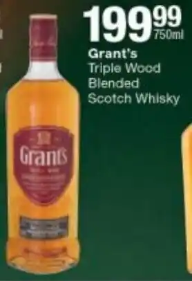Checkers Liquor Shop Grant's Triple Wood Blended Scotch Whisky 750ml offer