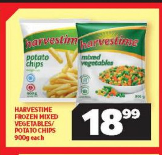 Harvestime Frozen Mixed Vegetable / Potato Chips 900g each offer at Usave