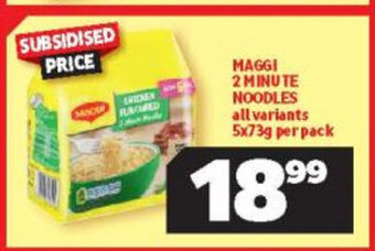 Usave Maggi 2 Minute Noodles all variants 5x73g per pack offer