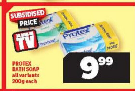 Protex Bath Soap all variants 200g each offer at Usave