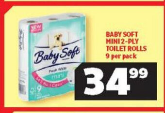 Usave Baby Soft Mini 2-Ply Toilet Rolls 9 per Pack offer