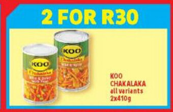 Usave Koo Chakalaka all variants 2x410g offer