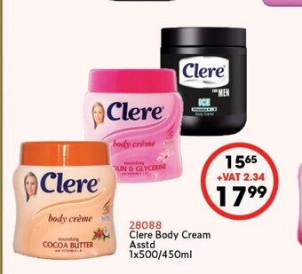 Africa Cash and Carry Clere Body Cream Asstd 500ml offer