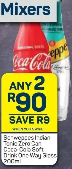 Pick n Pay Liquor Schweppes Indian Tonic Zero Can Coca-Cola Soft Drink One Way Glass 200ml offer
