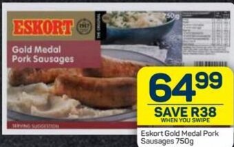 Pick n Pay Eskort Gold Medal Pork Sausages 750g offer