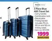 Game Mainstays 3 piece abs travel set offer