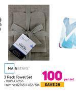 Game Mainstays 3 pack towel set-per set offer