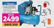 Tradeair 24l air compressor + 5 piece accessory