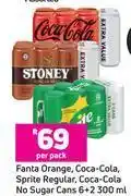 Game Fanta orange, coca-cola, sprite regular, coca-cola no sugar cans-6+2 x 300ml per pack offer