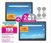 Game 2 x telefunken 10.1" 4g tablet-on my gig 1 + on promo 1gb offer