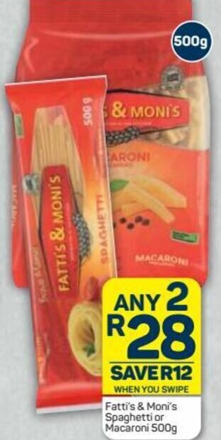 Pick n Pay Fatti's & Moni's Spaghetti or Macaroni 500g offer