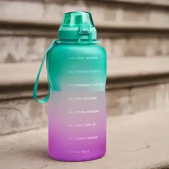 3.8l giant motivational water bottle with time marker and straw