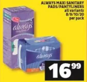 Always Maxi Sanitary Pads / Pantyliners all variants