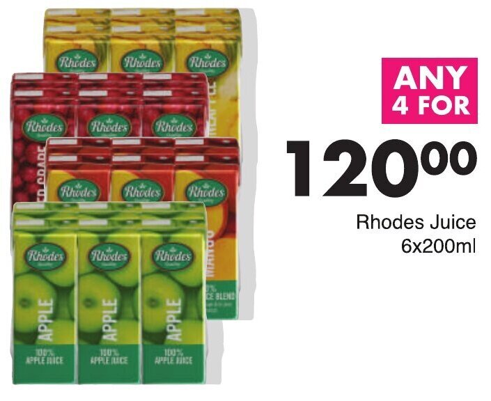 Rhodes Juice 6 x 200ml offer at Save