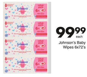 Save Johnson's Baby Wipes 6x72's offer