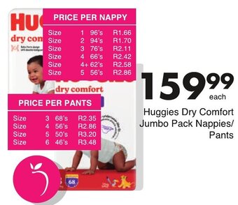 Save Huggies Dry Comfort Jumbo Pack Nappies Pants offer