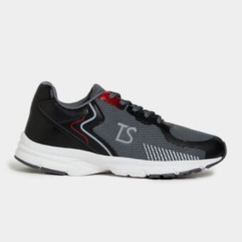Junior grade school ts dominator charcoal red trainer shoes