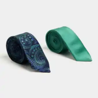 Markham Mkm emerald green 2pk ornate paisely print ties offer