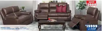 Arianna 3 Piece 3 Action Lounge Suite