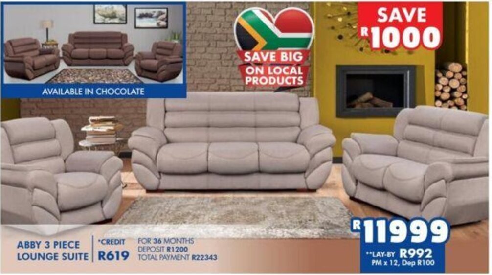 Abby 3 Piece Lounge Suite offer at Russells