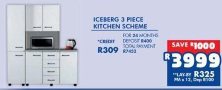 Iceberg 3 Piece Kitchen Scheme offer at Russells