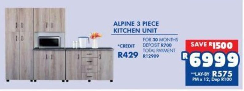 Alpine 3 Piece Kitchen Unit offer at Russells