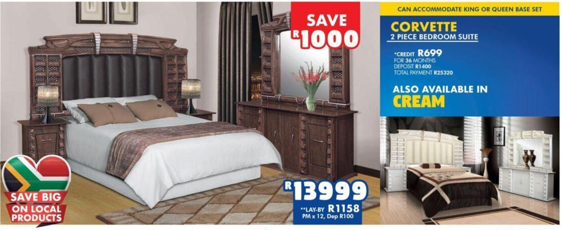 Corvette 2 Piece Bedroom Suite offer at Russells