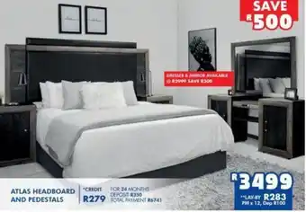 Russells Atlas Headboard and Pedestals offer
