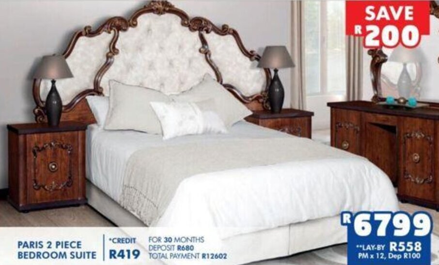 Paris 2 Piece Bedroom Suite offer at Russells