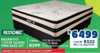 Restonic Bazaruto 152cm Queen Firm Base Set