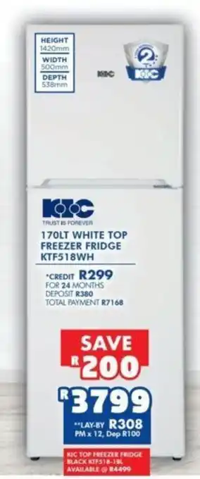 Russells KIC White Top Freezer Fridge KTF518WH offer