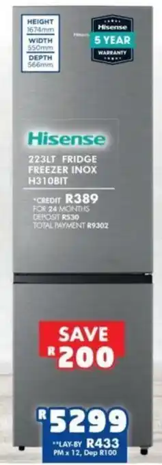 Russells Hisense Fridge Freezer Inox H310BIT offer