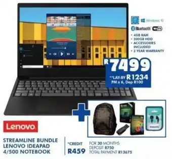 Russells Lenovo Steamline Bundle Lenovo Ideapad 4/500 Notebook offer