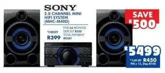 Russells Sony 2,0 Channel Mini Hifi System offer
