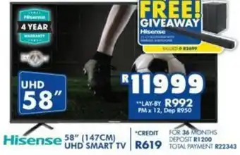 Russells Hisense 58" 147cm UHD Smart TV offer