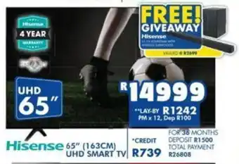 Russells Hisense 65" 163cm UHD Smart TV offer