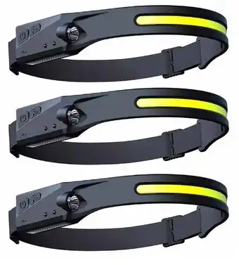 Multi-function led rechargeable head lamp - black - set of 3